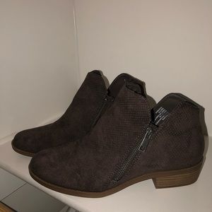 Brown suede ankle boots